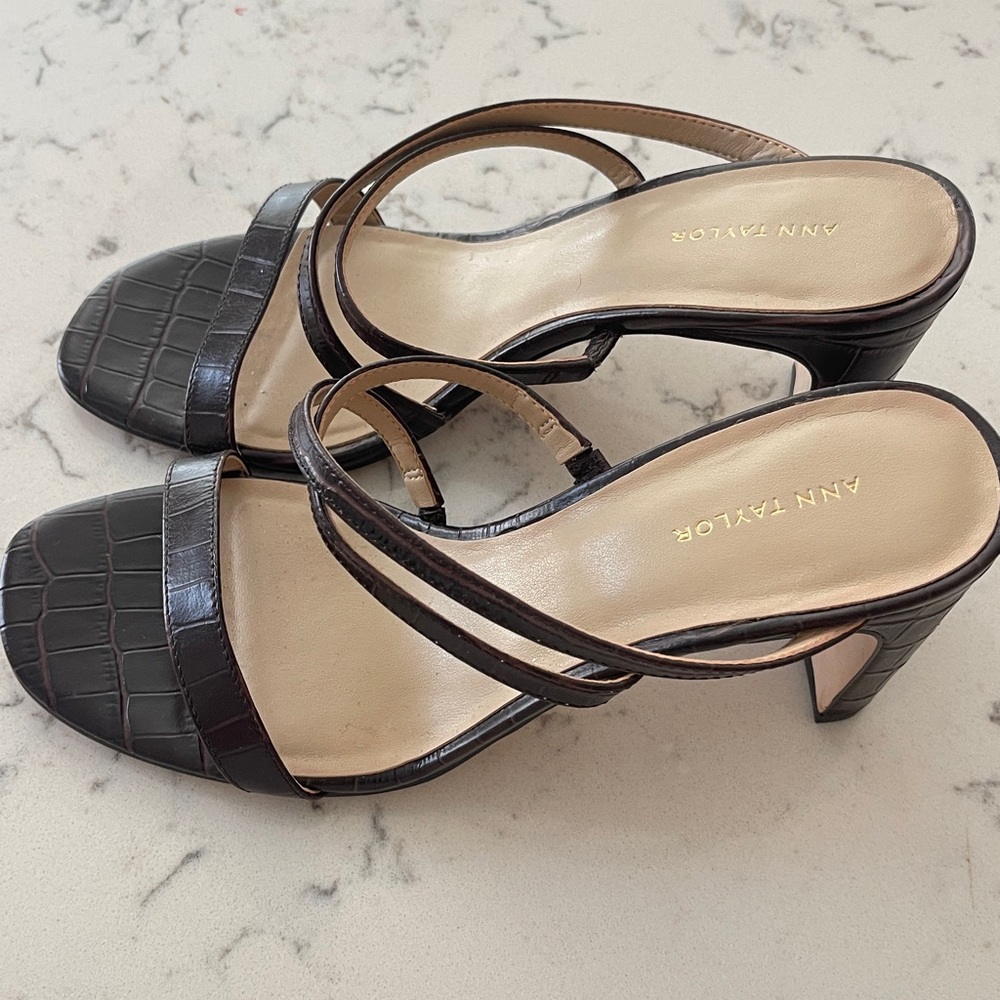 Ann Taylor Dark Brown Strappy Heeled Sandals